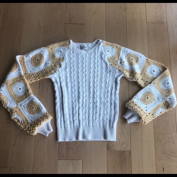 thrifted sweaters with crochet blanket sleeves - Picture 3 of 6